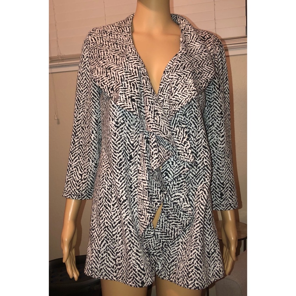 Calvin Klein Drape-Front Ruffle Cardigan